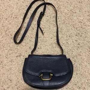 J.Crew F5103 Black Leather Mini Rider Cross Body Bag Purse